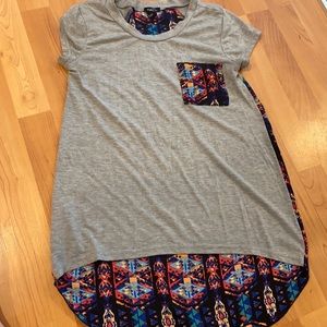 Grey Pocket Tee with Tribal Print